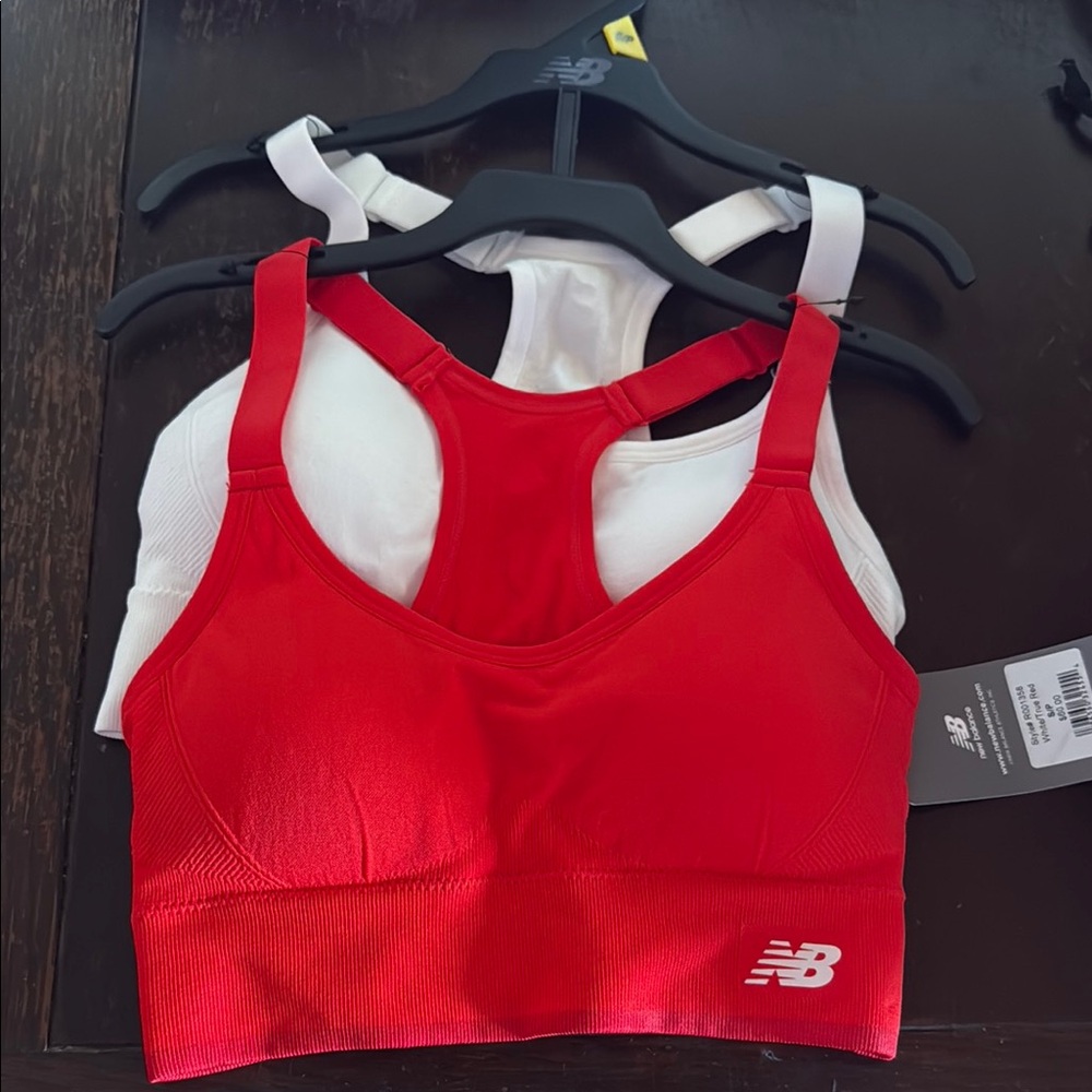 New Balance Women's Red and White Sports Bra Set